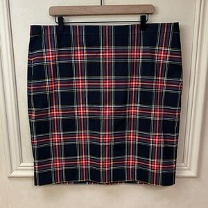 J. Crew Plaid Pencil Skirt - Red and Blue